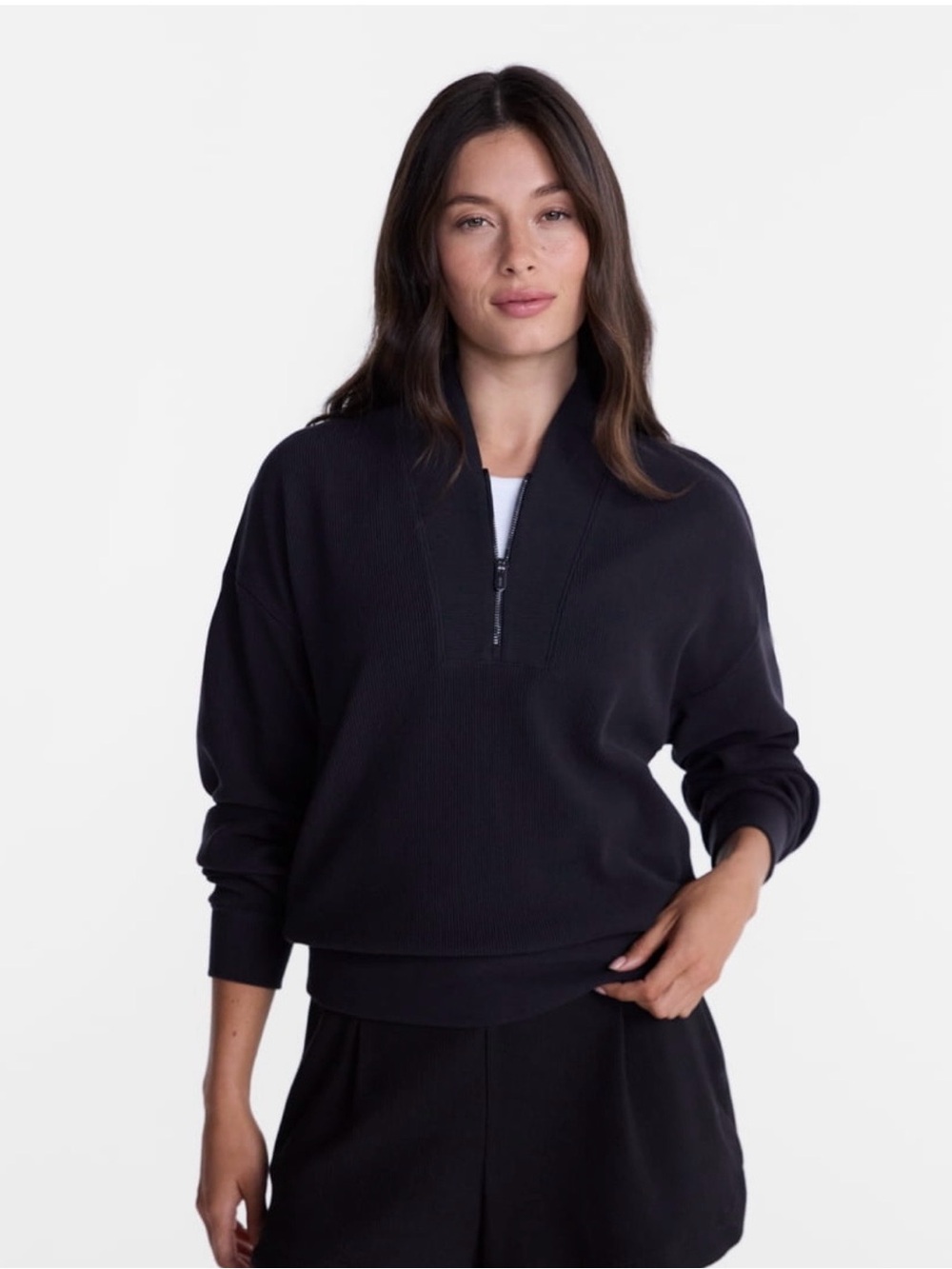 Avia Black Ribbed Ottoman 1/4 Zip